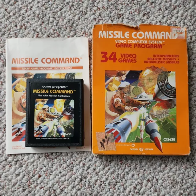 *CIB W/MANUAL* Missile Command (Atari 2600 1981) Complete in box w/papers! RARE!
