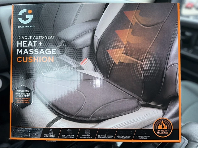 SmartGear 12Volt Auto Seat Heat+Massage Cushion, Fits Onto Any Bucket Style Seat