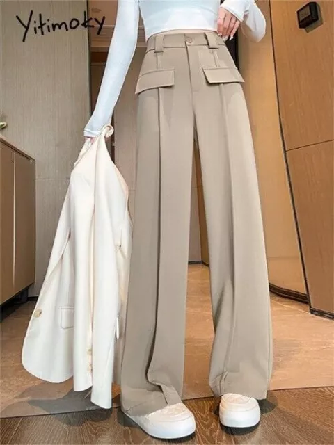 KOREAN FASHION HIGH Waisted Straight Off White Ankle Length Wide Leg Jeans  Sz S $36.91 - PicClick
