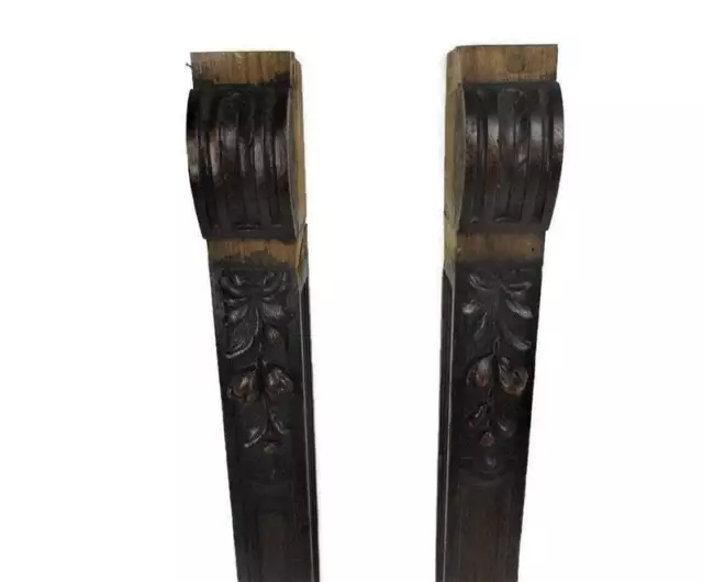 2 pieces Antique French Carved Oak Reclaimed Architectural Trim Pediment Salvage