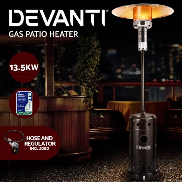 Devanti Outdoor Gas Patio Heater LPG Stainless Steel Portable Free Standing