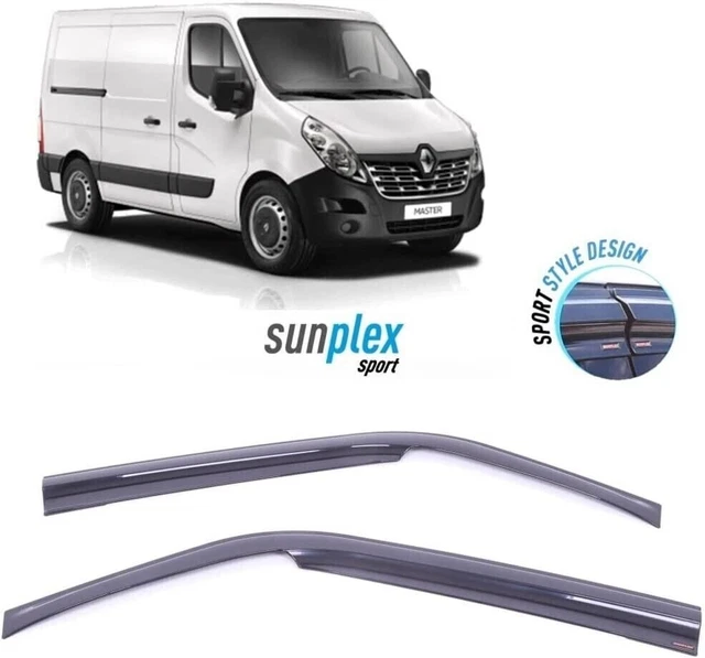 SUNPLEX Wind Rain Deflectors (2pcs) For Vauxhall Movano 2010-2021 – Black, External Fit