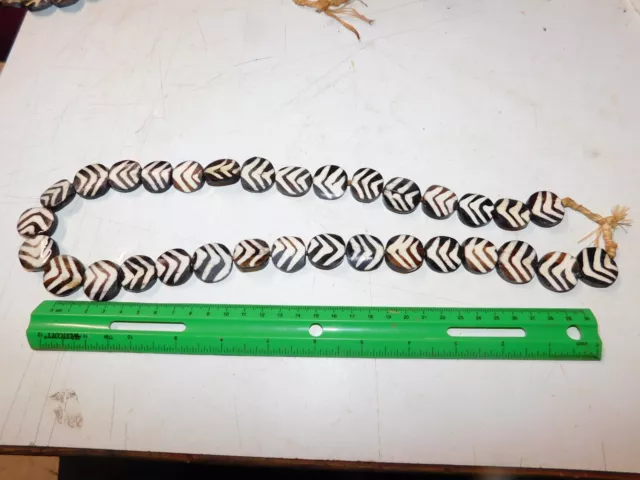 Zebra Pattern Round Batik Bone Kenya Beads African Art Strand of 30