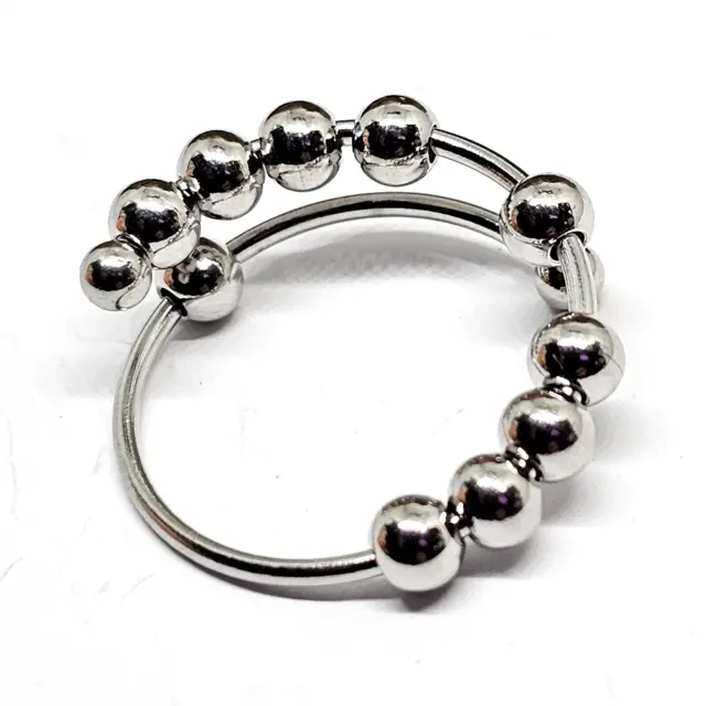 Fidget Bead Ring 10 Ball Spinner Ansia Preoccupazione Perline Anello da...