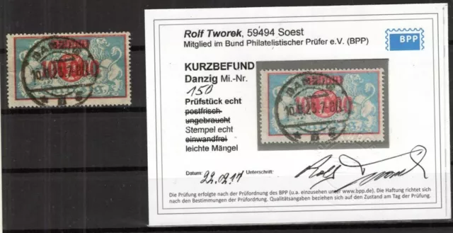 Danzig 150 echt gest. BPP 140EUR (B6722