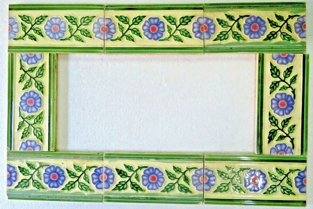 Antique Glazed porcelain Majolica 8 tile 3"x 6" Art & craft Border frame display