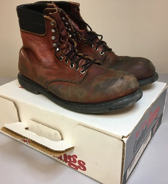 VTG RED WING 12D Leather 11 Eyelet Hole Boots , Steel Toed USA Men's