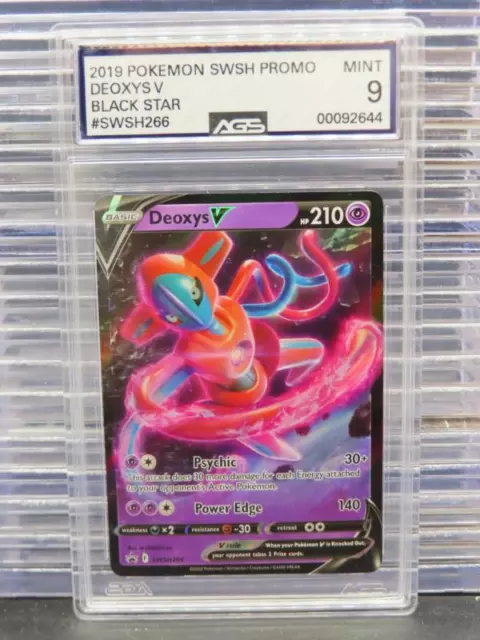 Pokémon SWSH Deoxys V Black Star 2019 promoción BSP #SWSH266 AGS 9 como nuevo