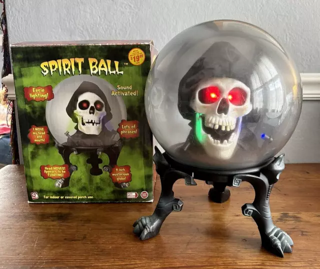 Gemmy Animated Skeleton Spirit Ball Light Up Talking Head Halloween Decoration