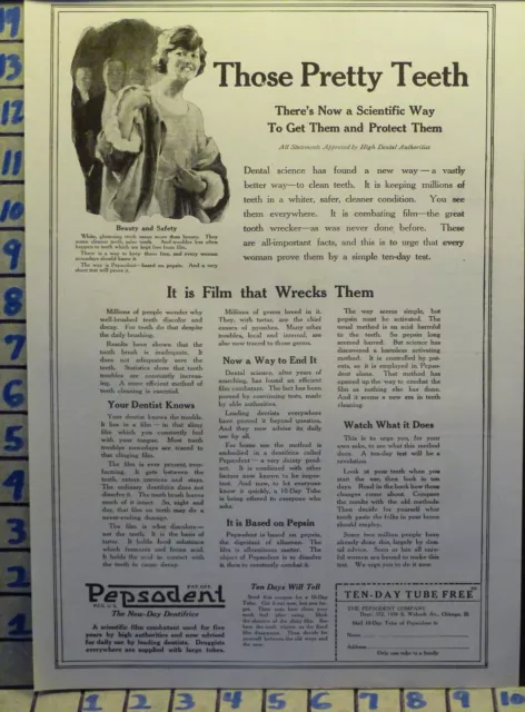 1920 Pepsodent Tooth Paste Dental Hygiene Dentist Teeth Brush Health  Ad  E33