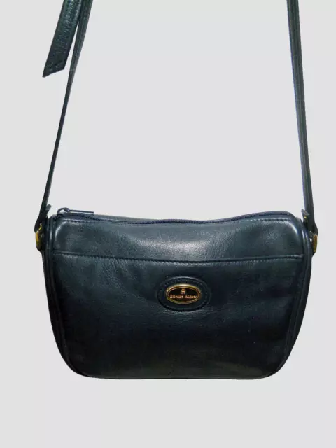 Etienne Aigner Petite Black Leather Three Compartment Shoulder / Crossbody Bag