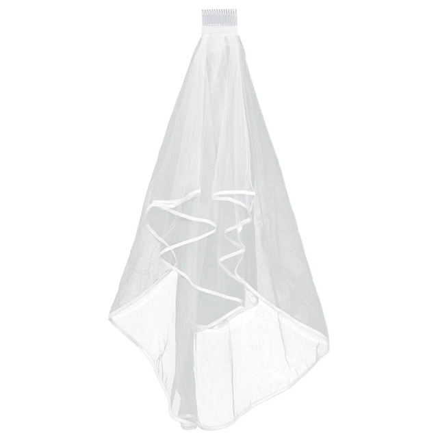 Velo da sposa Frcolor semplice e da sposa velo tulle con pettine e pizzo Ri