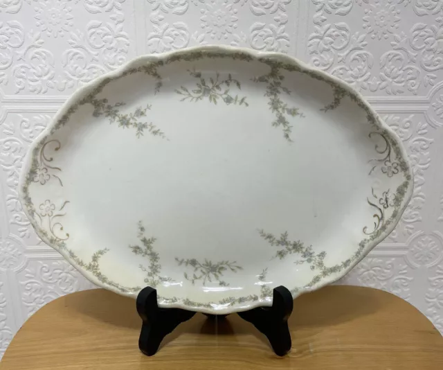 OPco Syracuse China White With Blue Flower Small Platter Oval Vegetable Dish