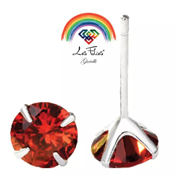 Par De Pendientes Puntos Luz Rojo de Plata 925 - Rainbow Collection