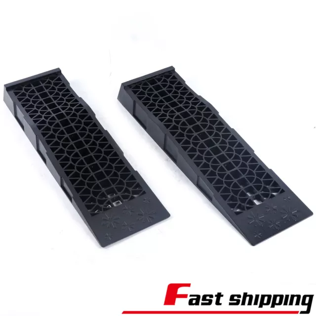 2x 3-Ton Heavy Duty Super Stable Extra Wide Plastic Car Lifting Ramps Wide Wheel