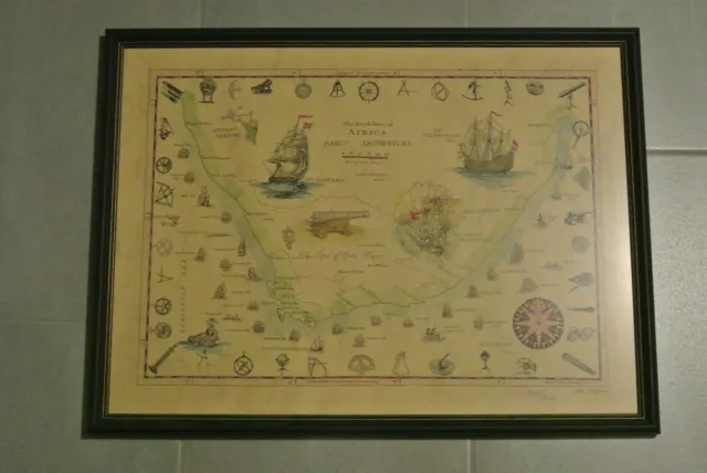 Seekarte Kap der Guten Hoffnung Schiffswracks Kapstadt Süd Afrika eingerahmt.