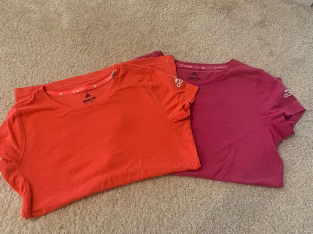 Adidas Orange Pink Tennis Top Size Girls 13-14 Years Excellent Condition