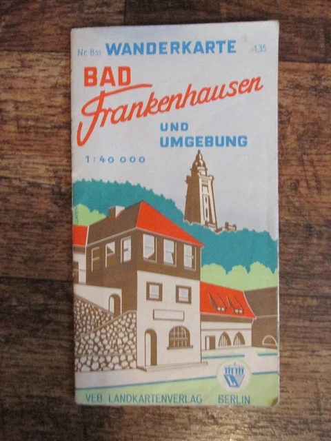 Bad Frankenhausen und Umgebung  - alte DDR Wanderkarte Nr. 851 von 1966
