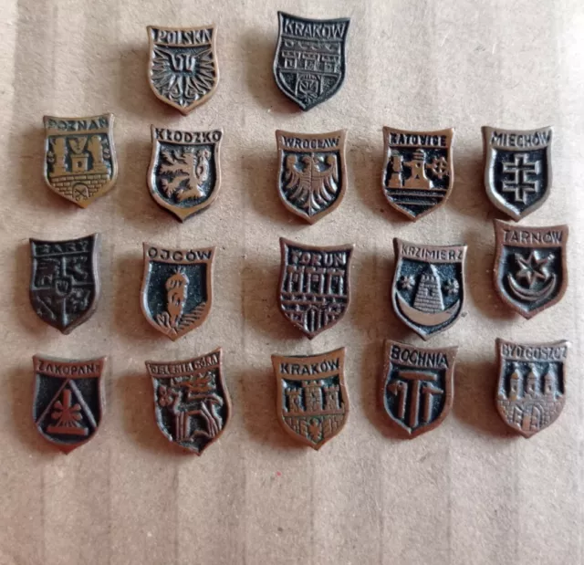 Polish Poland Crests Coat Of Arms Heraldic small vintage stick pin badge lot