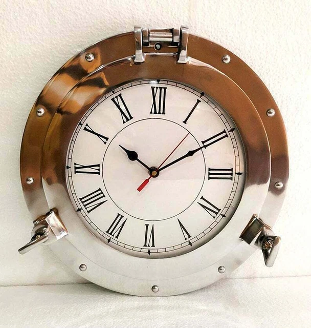 12 " Antik Marine Messing Schiff Bullauge Uhr Nautisch Wanduhr Heim Dekorativ