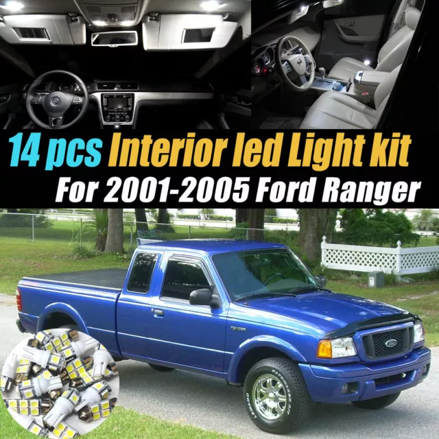 14Pc Car Interior LED Super White Light Bulb Kit for 2001-2005 Ford Ranger