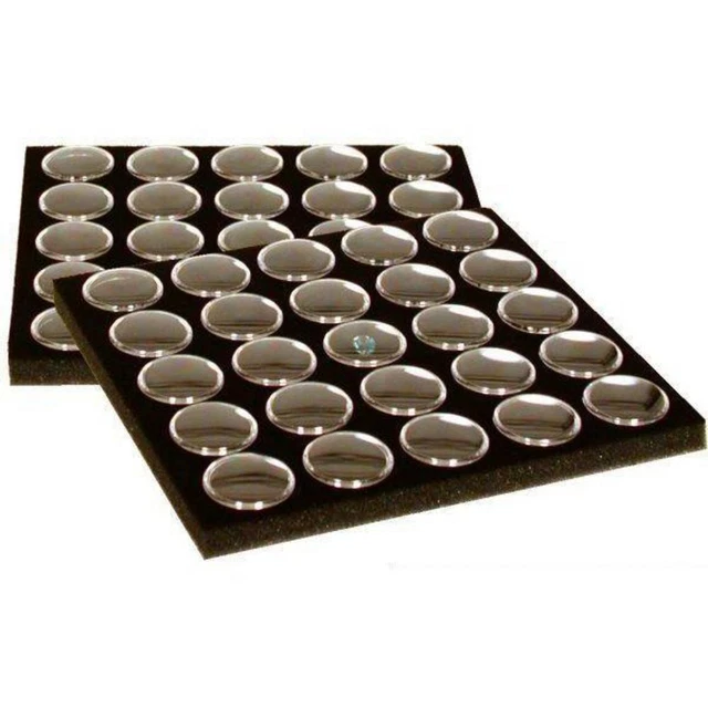 2 25 Black Foam Gem Jar Jewelry Display Tray Inserts 7 3/4" x 7"