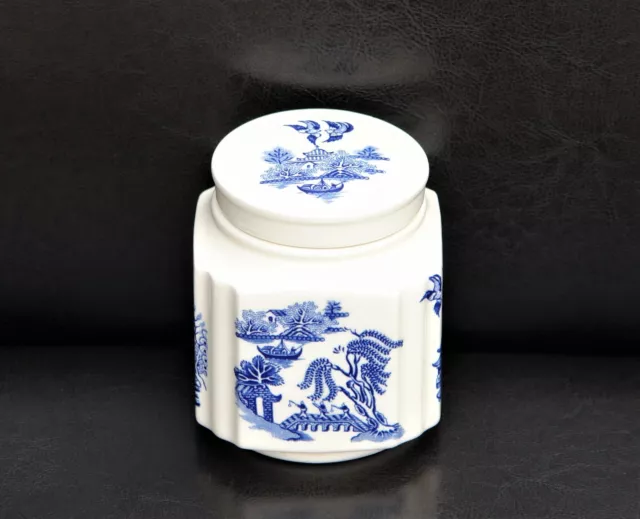 Sadler Willow Pattern Ceramic Tea Caddy Ginger Jarblue White Made In England