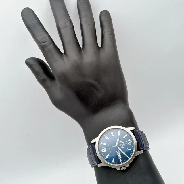 ORIENT AUTOMATIC WATCH Blue Dial 45mm Transparent Case Back Pre-Owned £ ...