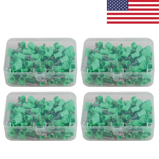 400 pcs/ 4 box soft Dental Latch type Polishing Polisher Prophy Cup green in USA