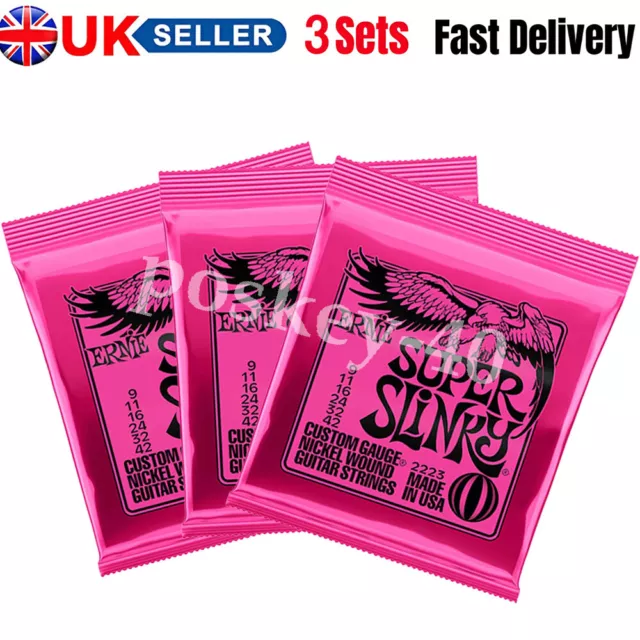 3 Sets Ernie Ball 2223 Super Slinky Nickel Wound Electric Guitar Strings 9-42 UK