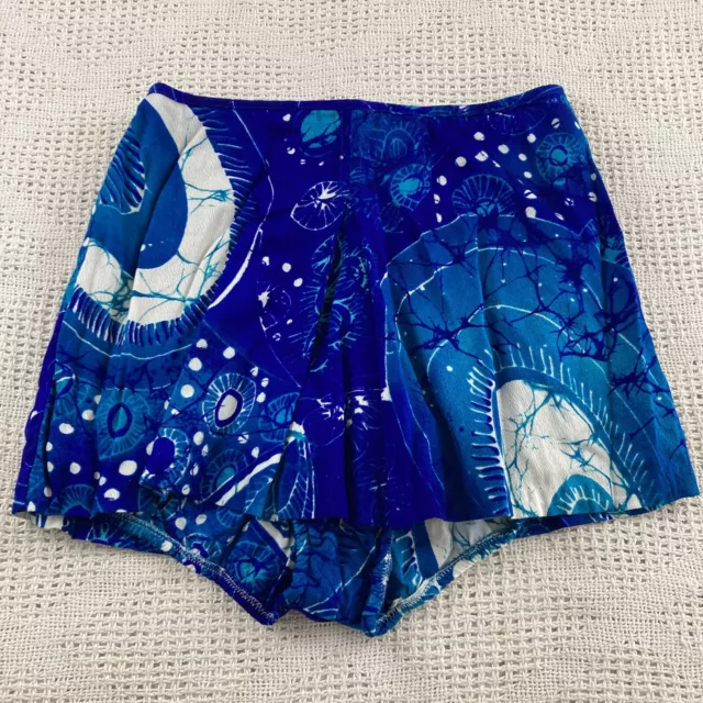 Vintage Ubranded Acrylic sz9/10 Bright Blue Floral Zip Swim Skirt Built in Panty