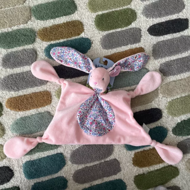 JoJo Maman Bebe Pink Bunny Floral Soft Baby Comforter Blankie New rabbit 💕