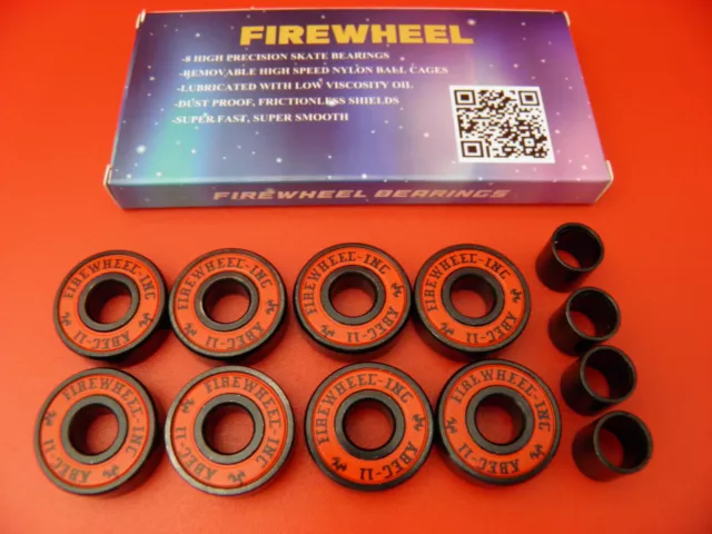 8 x Firewheel ABEC 11 skate and scooter bearings + Bearing spacers - NEW 2