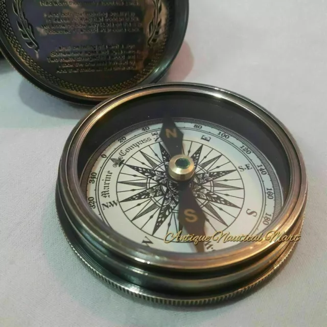 Vintage Nautical Brass Stanley London 1885 Compass With Leather Box Gift Item