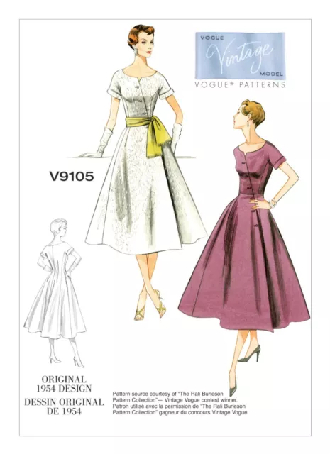 Vogue SEWING PATTERN V9105 Misses' Retro 1950s Dress Sizes 6-14 Or 14-22