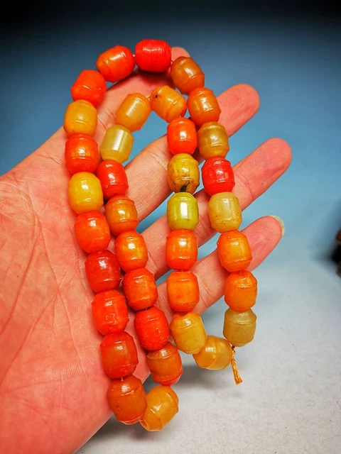 Elegant Old Hetian Jade Hand-carved Ancient Spiral Buddha Bead Necklace Y77