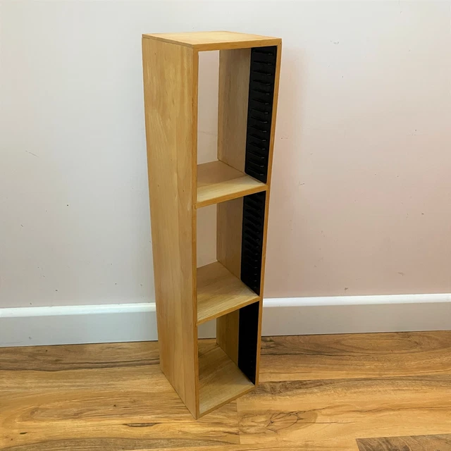 Rack torre di archiviazione CD in legno, memorizza 45 CD audio, altezza 66 cm, legno, retrò