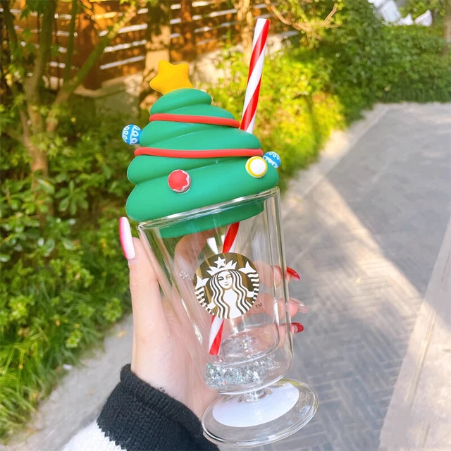 NEW STARBUCKS CHINA Goblet Cup Christmas Tree Ice Cream Glass Straw Cup