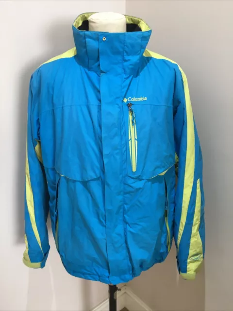 Mens Columbia Jacket Size L Omni-Heat Ski Jacket Blue Mix Waterproof Jacket