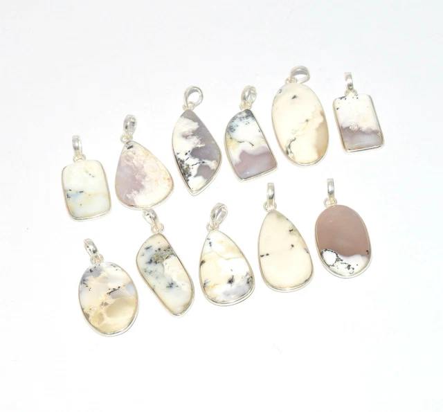 WHOLESALE 11PC 925 SOLID STERLING SILVER DENDRITE OPAL PENDANT LOT c261