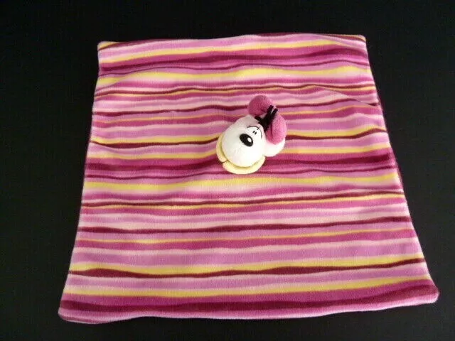 A20- DOUDOU PLAT DIDDL LA SOURIS ROSE RAYE JAUNE CARRE 23cm  lire svp