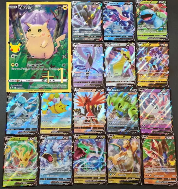 200 Pokemon Cards Bulk Lot Premium Pika Pack 1x Ultra Rare V  + Full Art Pikachu