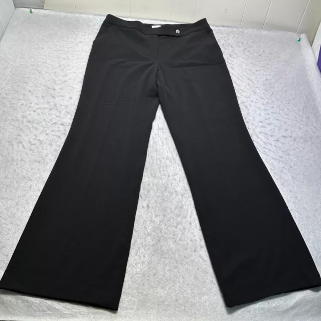 Calvin Klein Wide Leg Dress Pants Womens 12 Black Mid Rise Lined Polyester Rayon