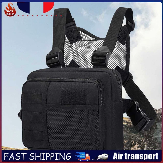 Streetwear Men Chest Rig Bag Tactics Outdoor Vest Chest Bag for Travel (Black) ~