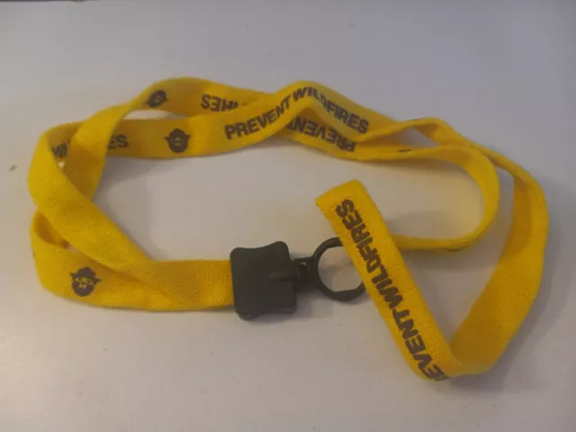 Smokey The Bear Prevent Wildfires Lanyard Yellow Neck Strap Keychain SnugZ