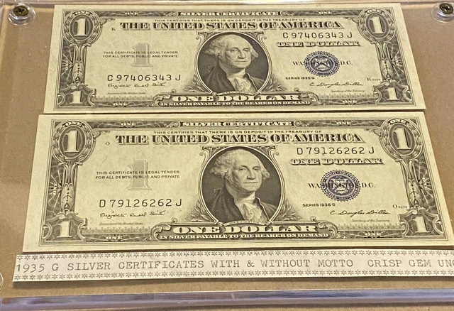 1935 G Silver Certificates with & without Motto Crisp Gem UNC