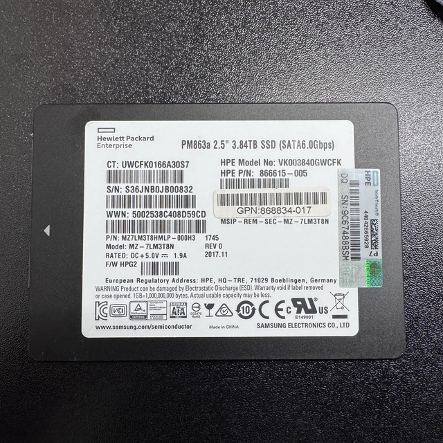 MZ 7LM3T8N SAMSUNG PM863A 3.84TB SATA 2.5in SSD MZ7LM3T8HMLP 201.06 PicClick UK