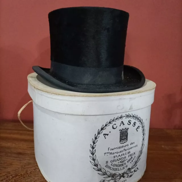 Cappello Cilindro A Cassè Chapeux Claquex Top Hat Paris Antico Originale Dèpose