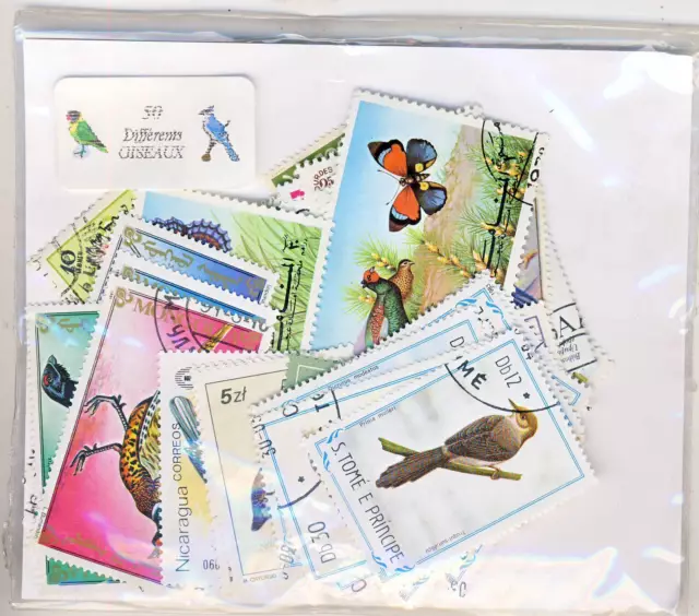 Stamp / Lot De 50 Timbres Themes Oiseaux  Differents