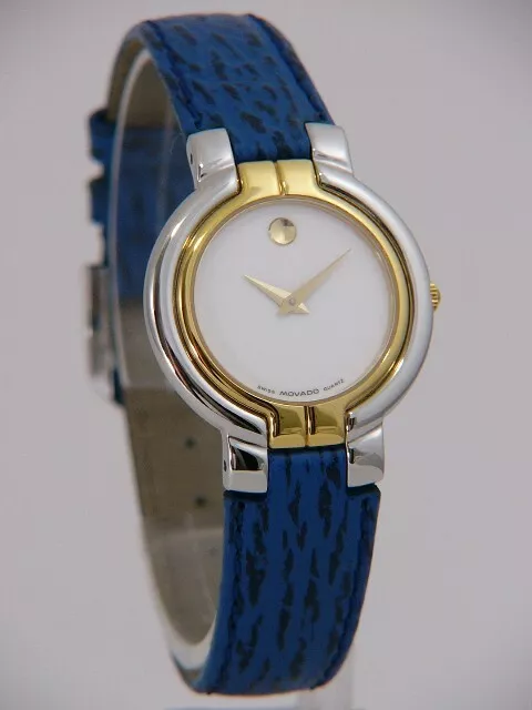 Orologio Movado Museum nuovo 30 m SWISS pelle blu 81-A1-840 Watch blue LEATHER